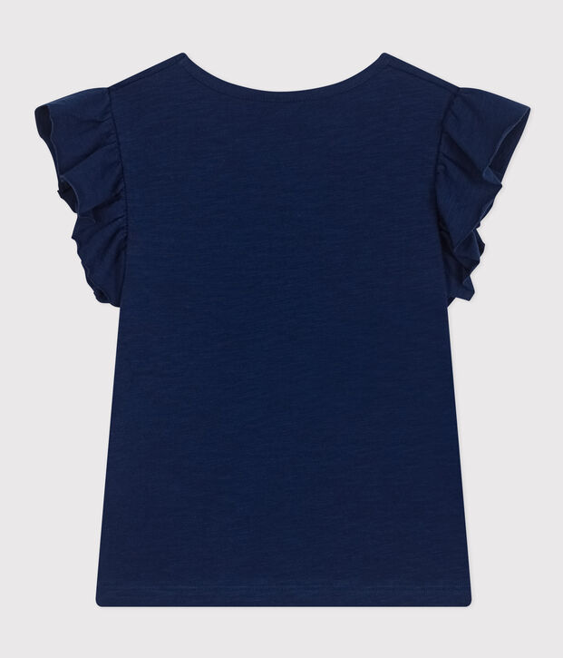 Tee-shirt en jersey flamm&eacute; enfant fille bleu fonc&eacute;
