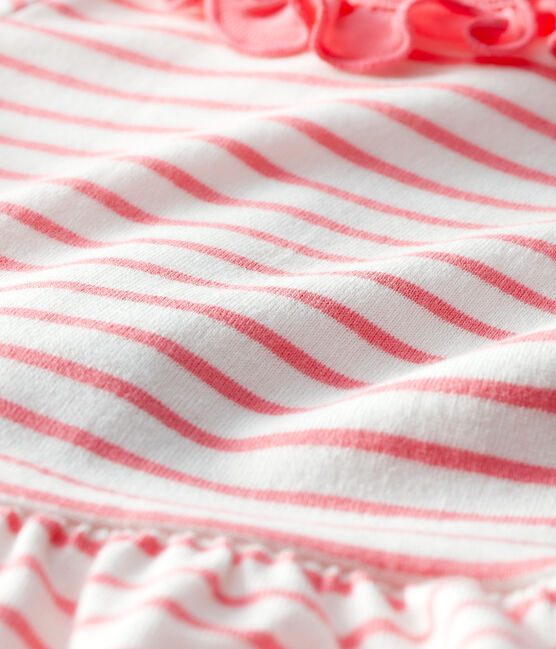 Robe rayée à collerette bébé fille blanc MARSHMALLOW/rose CUPCAKE