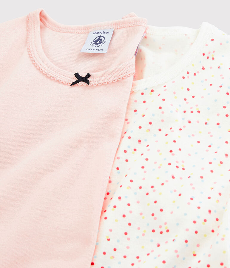 Lot de 2 tee-shirts manches courtes pois multico petite fille en coton biologique multicouleur