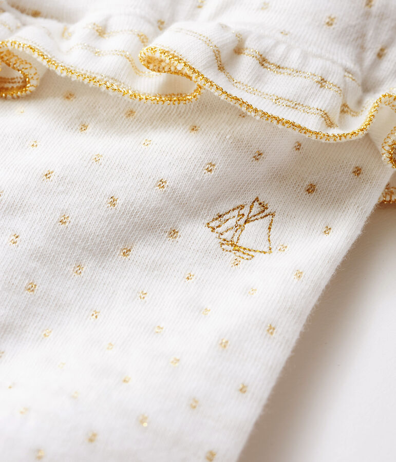 Legging &agrave; volant b&eacute;b&eacute; fille blanc/jaune