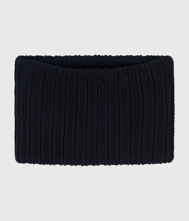 Snood en tricot doubl&eacute; en polaire enfant bleu