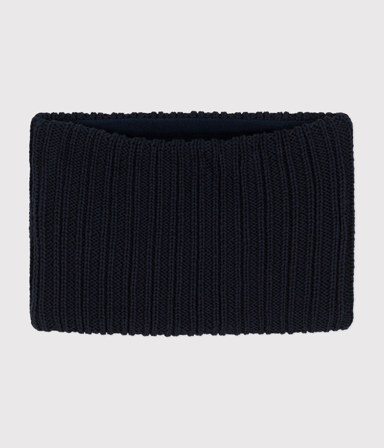 Snood en tricot doubl&eacute; en polaire enfant bleu