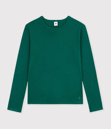 Tee-shirt femme finitions point cocotte en coton manches longues