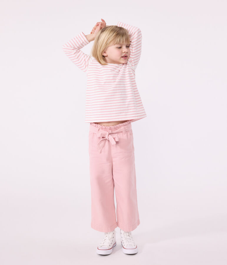 Pantalon enfant en m&eacute;lange coton et lyocell. rose