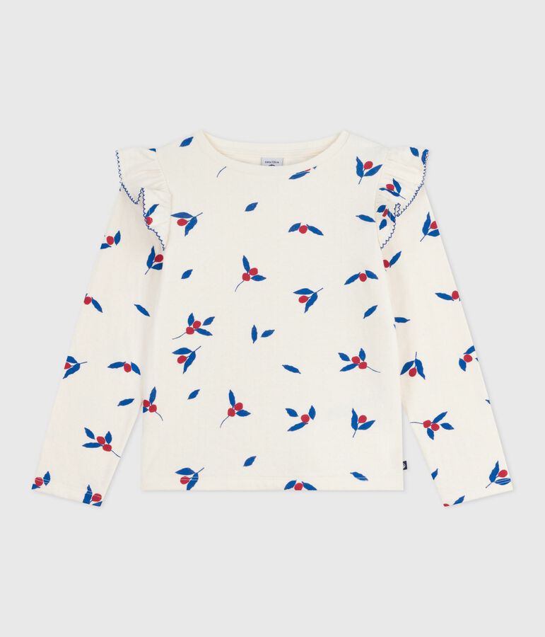 Tee-shirt enfant manches longues en coton imprim&eacute; MILK/ MULTICO