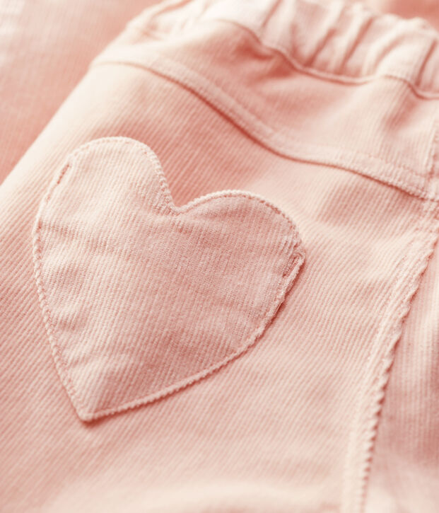 Pantalon slim en velours enfant fille rose