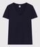 Tee-shirt LE DROIT col V en coton Femme bleu SMOKING