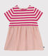 Robe manches courtes jersey épais et gaze de coton bébé