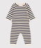 Ensemble en tricot laine et coton rayure marinière bébé blanc AVALANCHE/bleu SMOKING