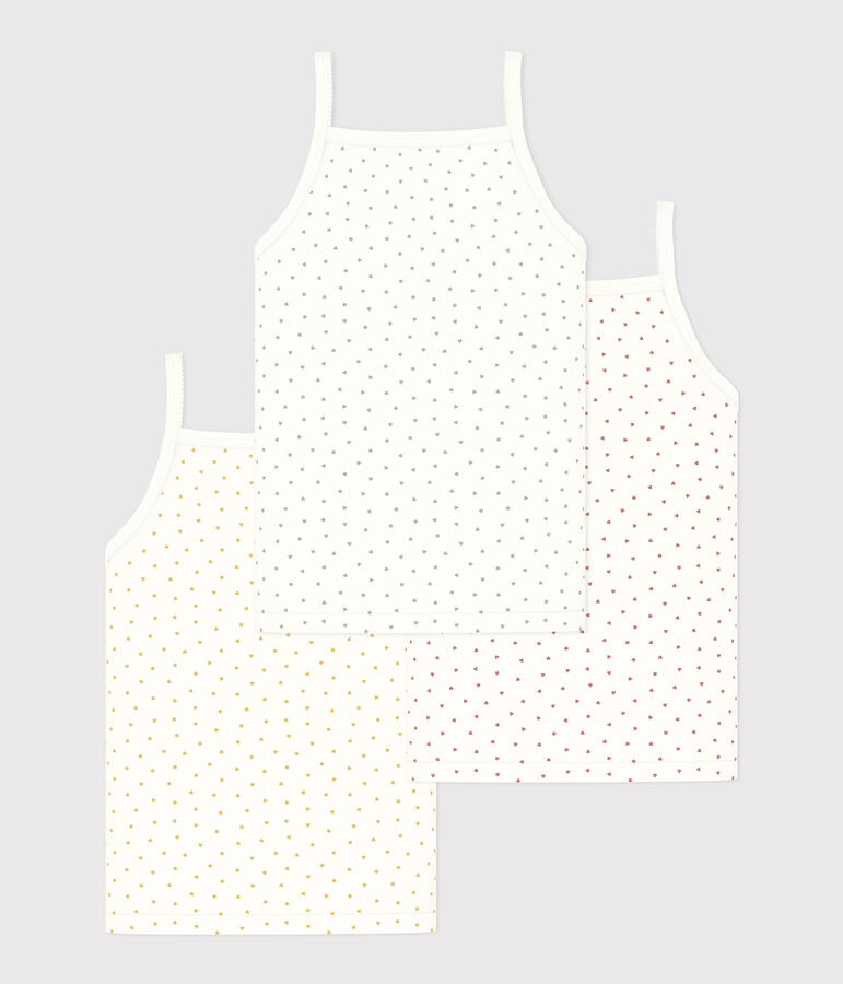 Lot de 3 chemises &agrave; bretelles petits coeurs en coton petite fille variante 1