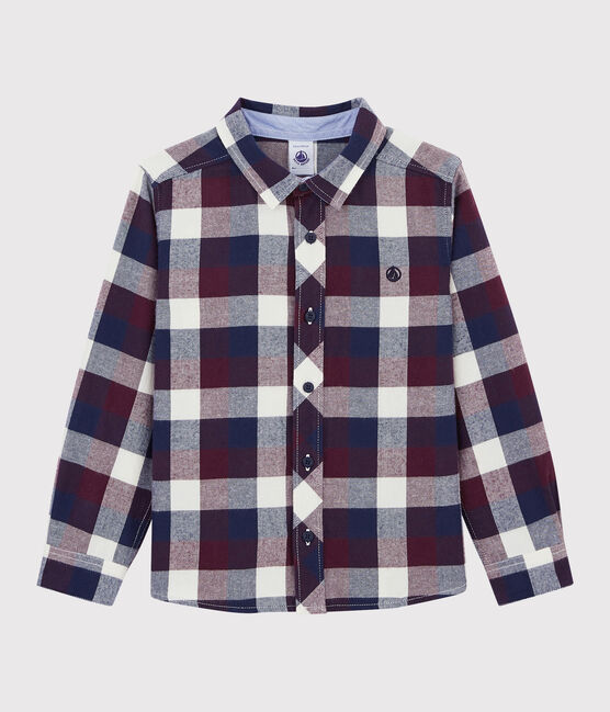 Chemise à carreaux enfant garçon blanc MARSHMALLOW/blanc MULTICO