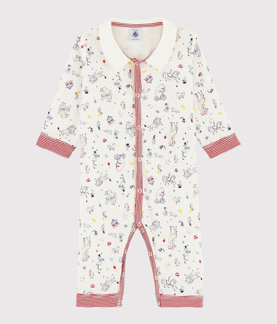 Dors-bien sans pieds bébé garçon en côte blanc MARSHMALLOW/blanc MULTICO