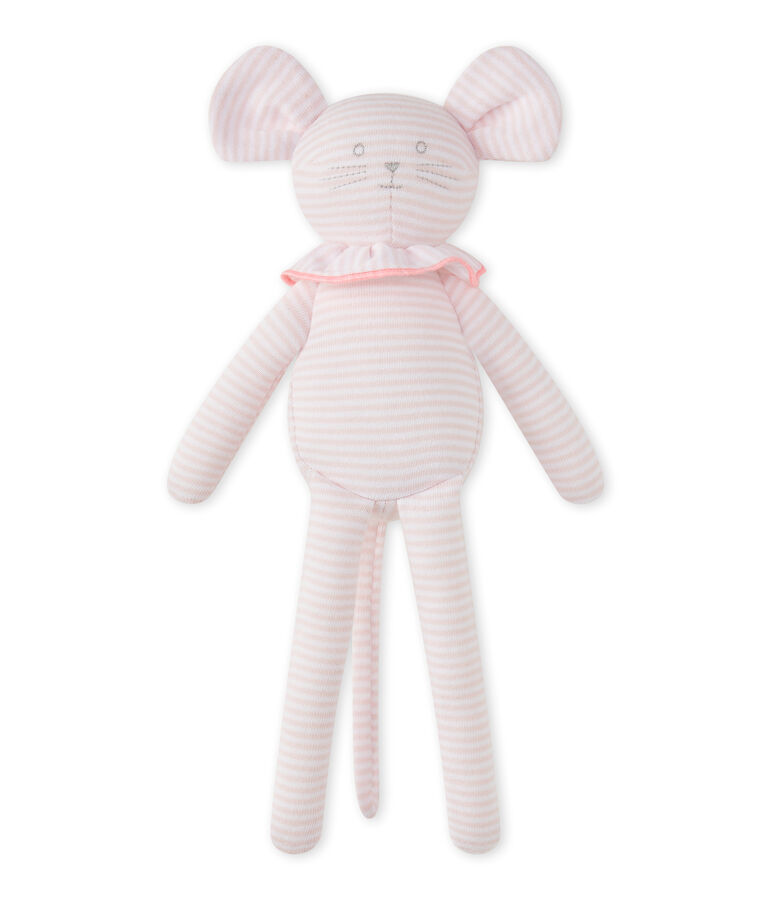 Doudou souris ray&eacute; milleraies rose VIENNE/blanc ECUME CN