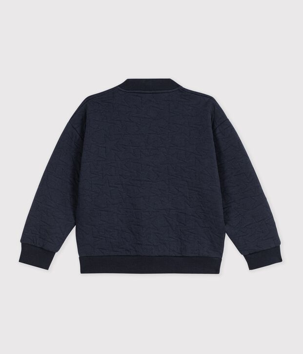 Cardigan enfant en coton uni bleu marine