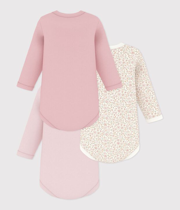 Lot de bodies manches longues en coton imprim&eacute; &agrave; fleurs b&eacute;b&eacute; multicouleur