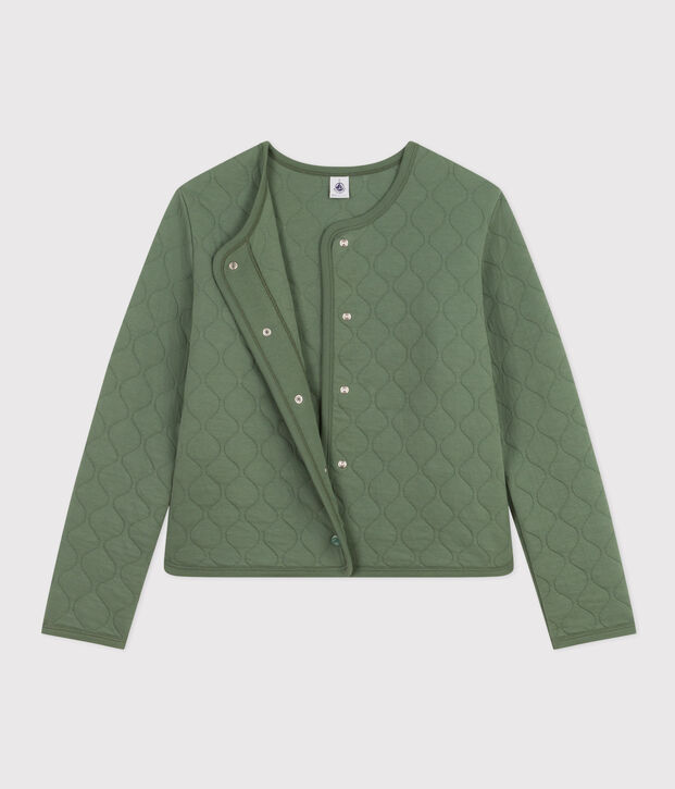 Cardigan en tubique matelass&eacute; femme vert