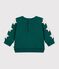 Sweatshirt b&eacute;b&eacute; en coton uni et ses badges &eacute;toiles vert fonc&eacute;