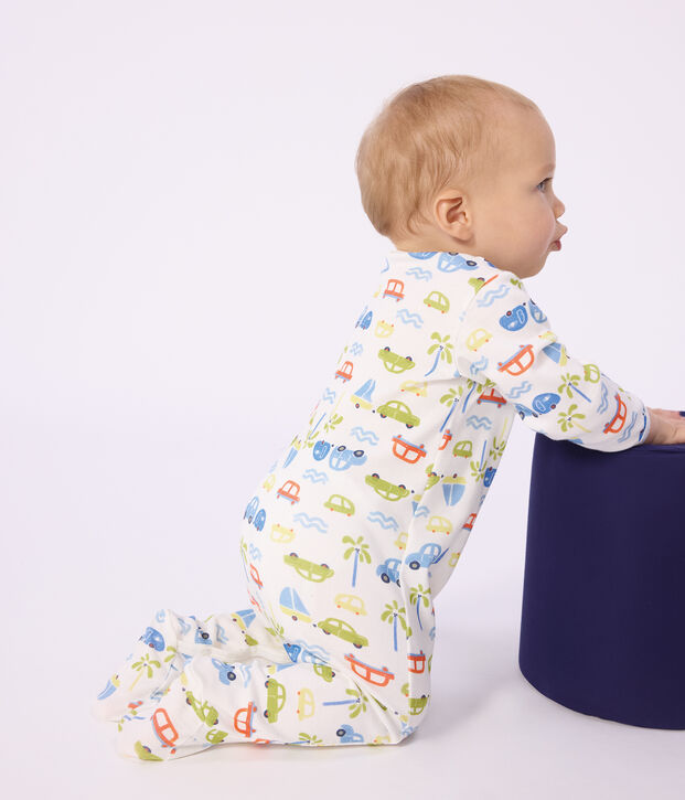 Pyjama b&eacute;b&eacute; en coton imprim&eacute; voitures blanc/multicouleur