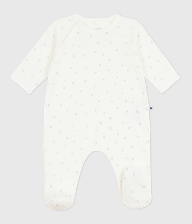 Pyjama b&eacute;b&eacute; en coton imprim&eacute; blanc/bleu
