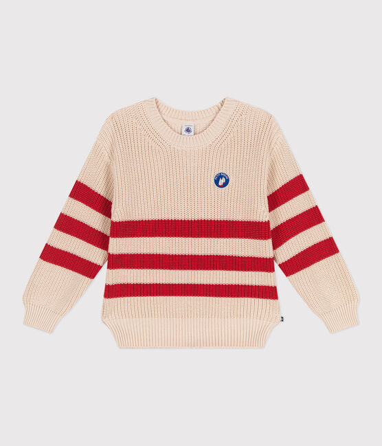 Pull enfant en coton à rayures rouge AVALANCHE/ AURORA