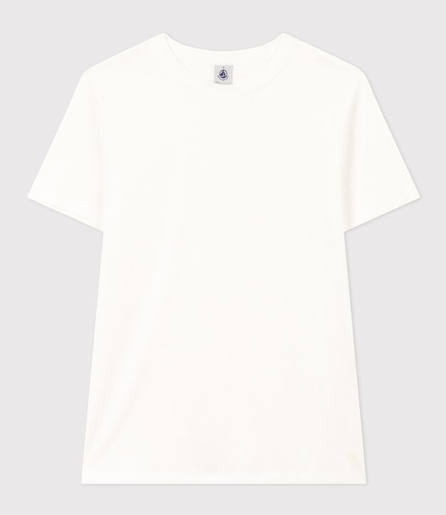 T-shirt &agrave; manches courtes femme en coton uni blanc
