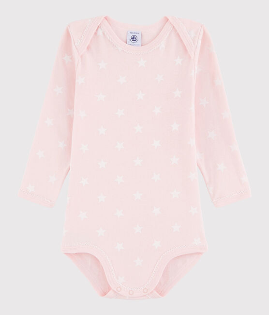 Body manches longues bébé fille rose MINOIS/blanc MARSHMALLOW