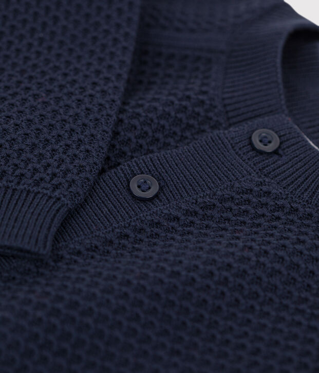 Cardigan b&eacute;b&eacute; en tricot en coton bleu marine