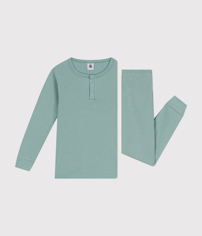 Pyjama uni en coton enfant vert PAUL