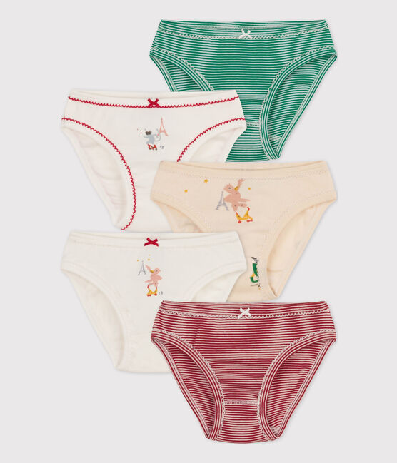 Lot de 5 culottes petite fille en coton dont une phosphorescente variante 1