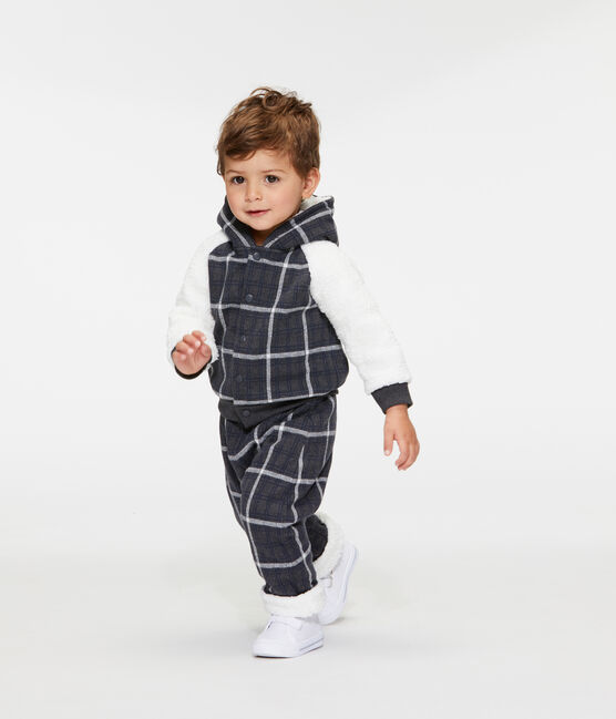 Pantalon bébé garçon à carreaux doublé sherpa noir CITY/blanc MULTICO