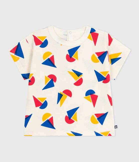 Tee-shirt bébé en coton à manches courtes, imprimé bateaux MILK/ MULTICO