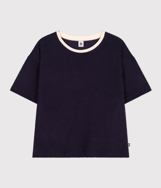 Tee-shirt le Boxy en coton éponge femme bleu SMOKING