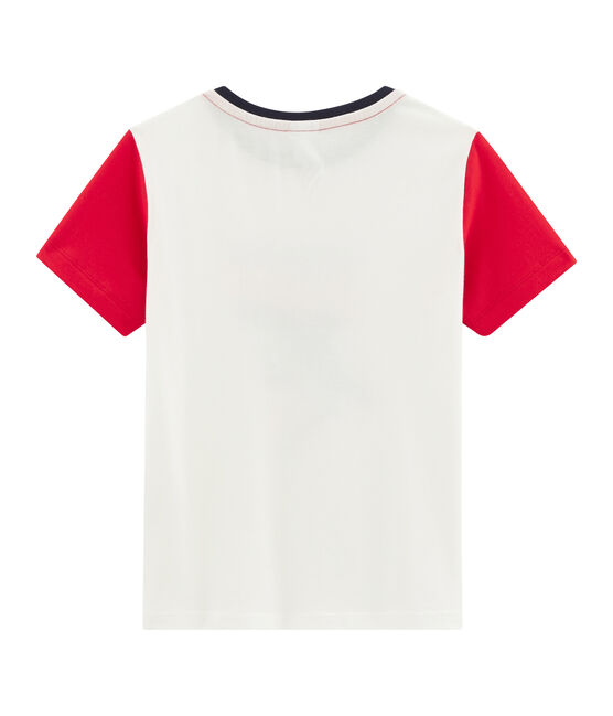 Tee-shirt enfant garcon blanc MARSHMALLOW/rouge PEPS