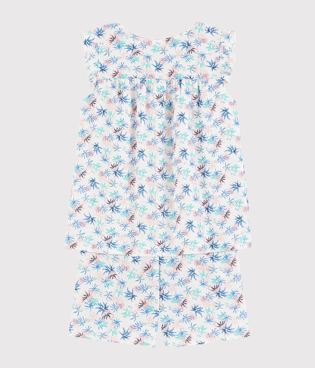Pyjacourt imprim&eacute; an&eacute;mones petite fille en coton fin blanc/multicouleur