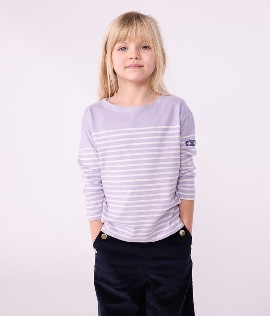 Marinière enfant en coton violet SQUAW/ MILK