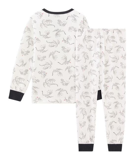 Pyjama petit garçon en velours blanc MARSHMALLOW/blanc MULTICO
