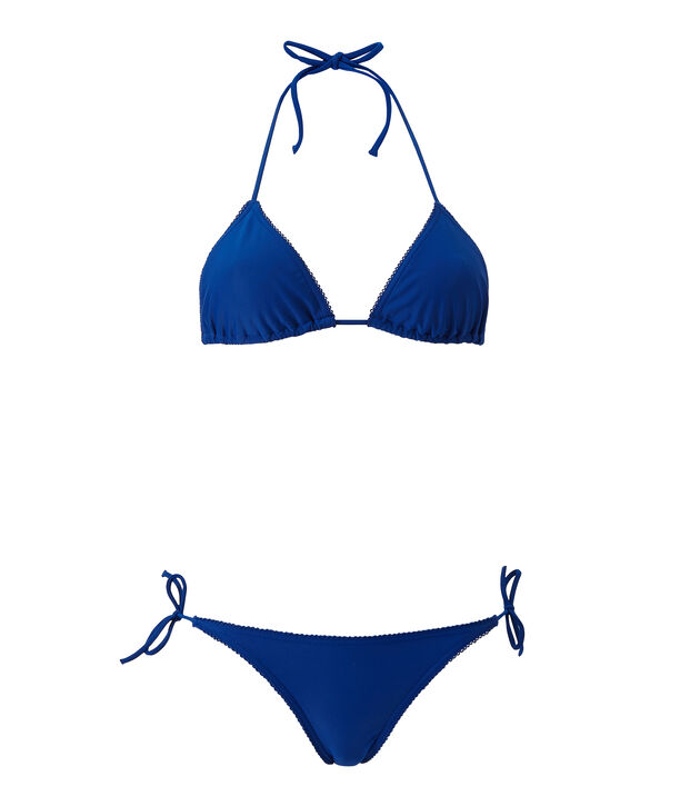 Maillot de bain femme 2 pi&egrave;ces uni bleu