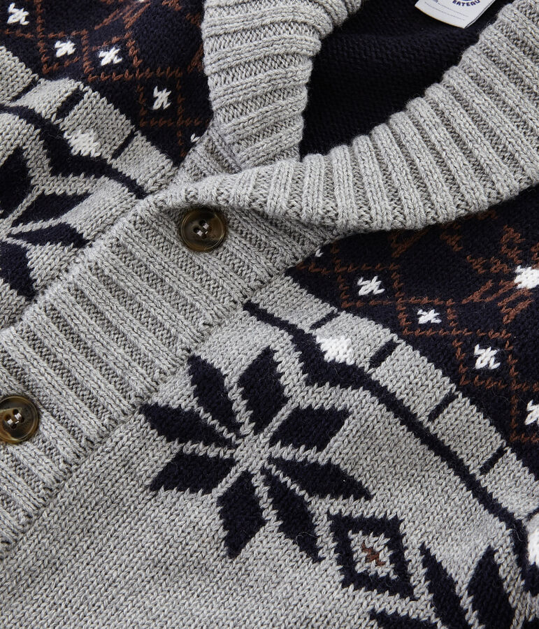 Cardigan tricot enfant gar&ccedil;on gris/bleu/marron