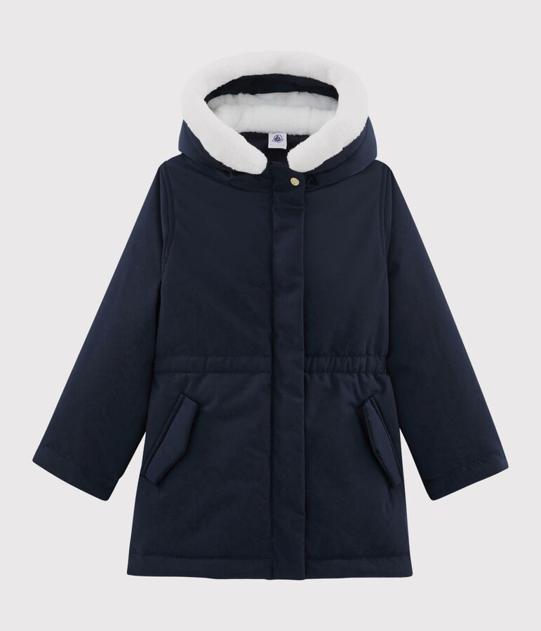 Parka en coton enduit enfant fille bleu