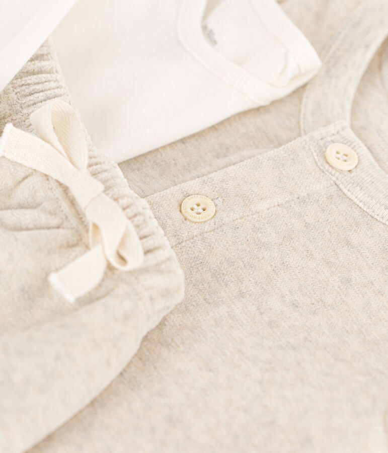 Ensemble en velours et body b&eacute;b&eacute; beige