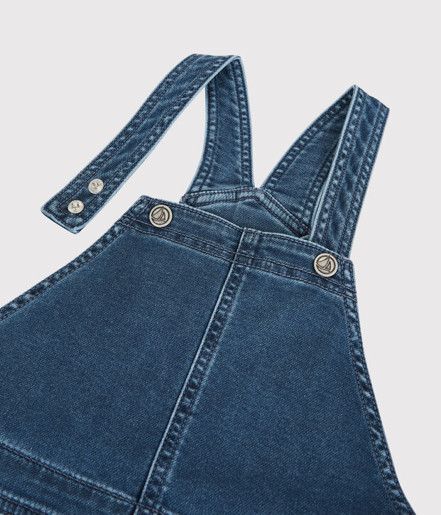 Robe salopette en denim bio enfant fille bleu