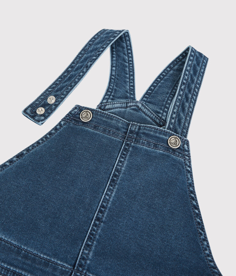 Robe salopette en denim bio enfant fille bleu DENIM BLEU DELAVE
