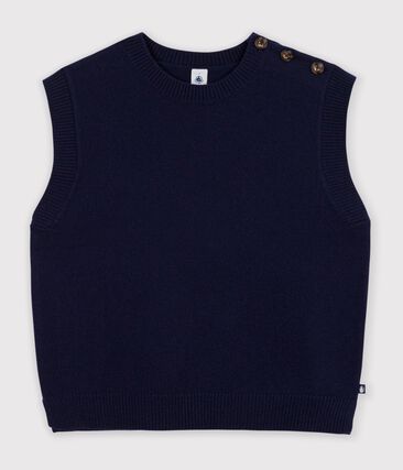 Pull sans manches femme en laine et coton uni