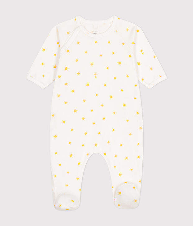 Pyjama b&eacute;b&eacute; en coton blanc/jaune