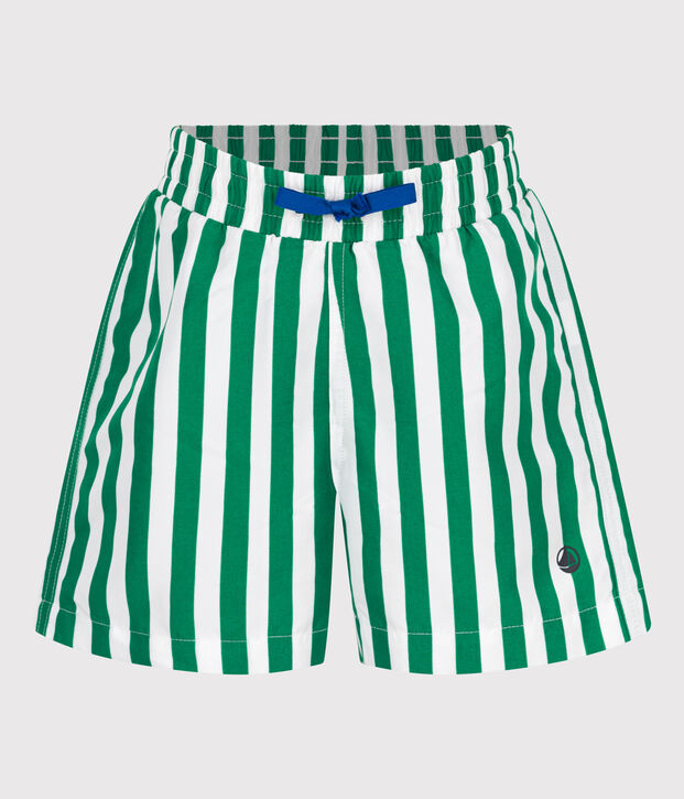 Short de bain enfant &agrave; rayures vert/vert