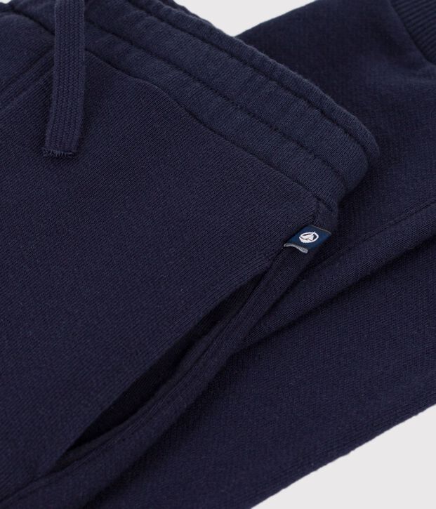 Pantalon de jogging enfant en coton uni bleu marine