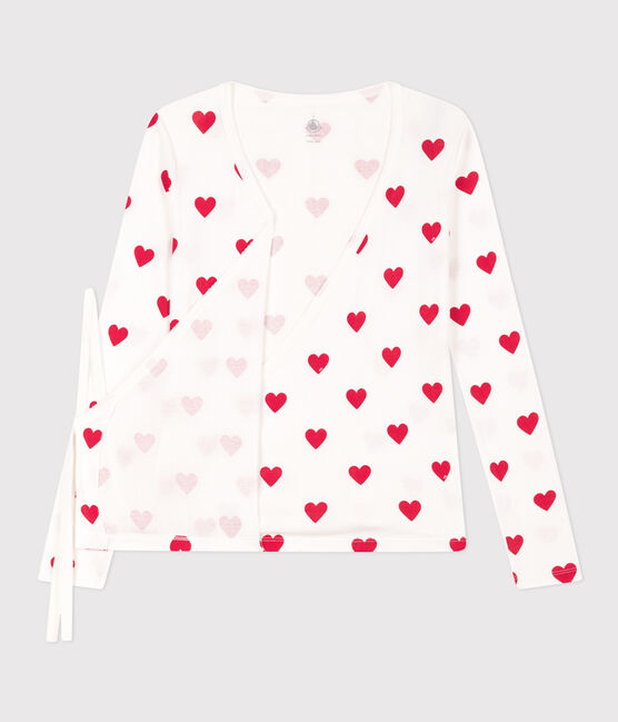 Cache-cœur en coton BIO Femme blanc MARSHMALLOW/rouge TERKUIT