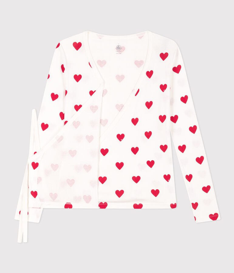 Cache-c&oelig;ur en coton BIO Femme blanc/rouge