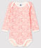 Body manches longues bébé fille blanc MARSHMALLOW/rose GRETEL