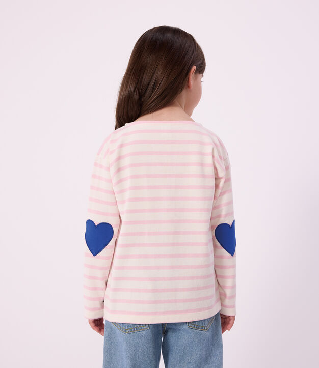Marini&egrave;re enfant en coton &agrave; rayures rose/rose